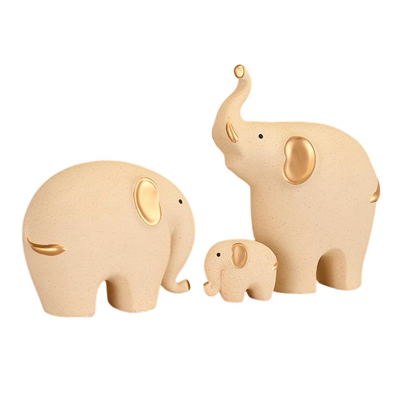 Statua Famiglia Elefanti in Ceramica Figurina Mamma papà e Bambino Animale Arte Scultura in Porcellana Decorazioni per la casa per Soggiorno Figurina Elefante