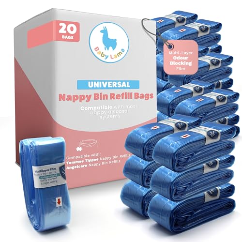 Nappy Bags Compatible with Tommee Tippee Nappy Bin Refills & Angelcare Nappy Bin Refills Softly Scented Refill Bags (20)