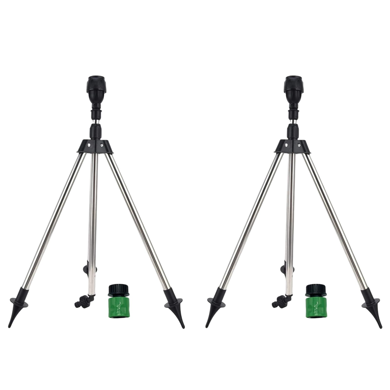 Tsophreniq 2Pcs 360 Rotary Irrigation Sprinkler Head with Tripod Telescopic Automatic Rotating Garden Watering Garden
