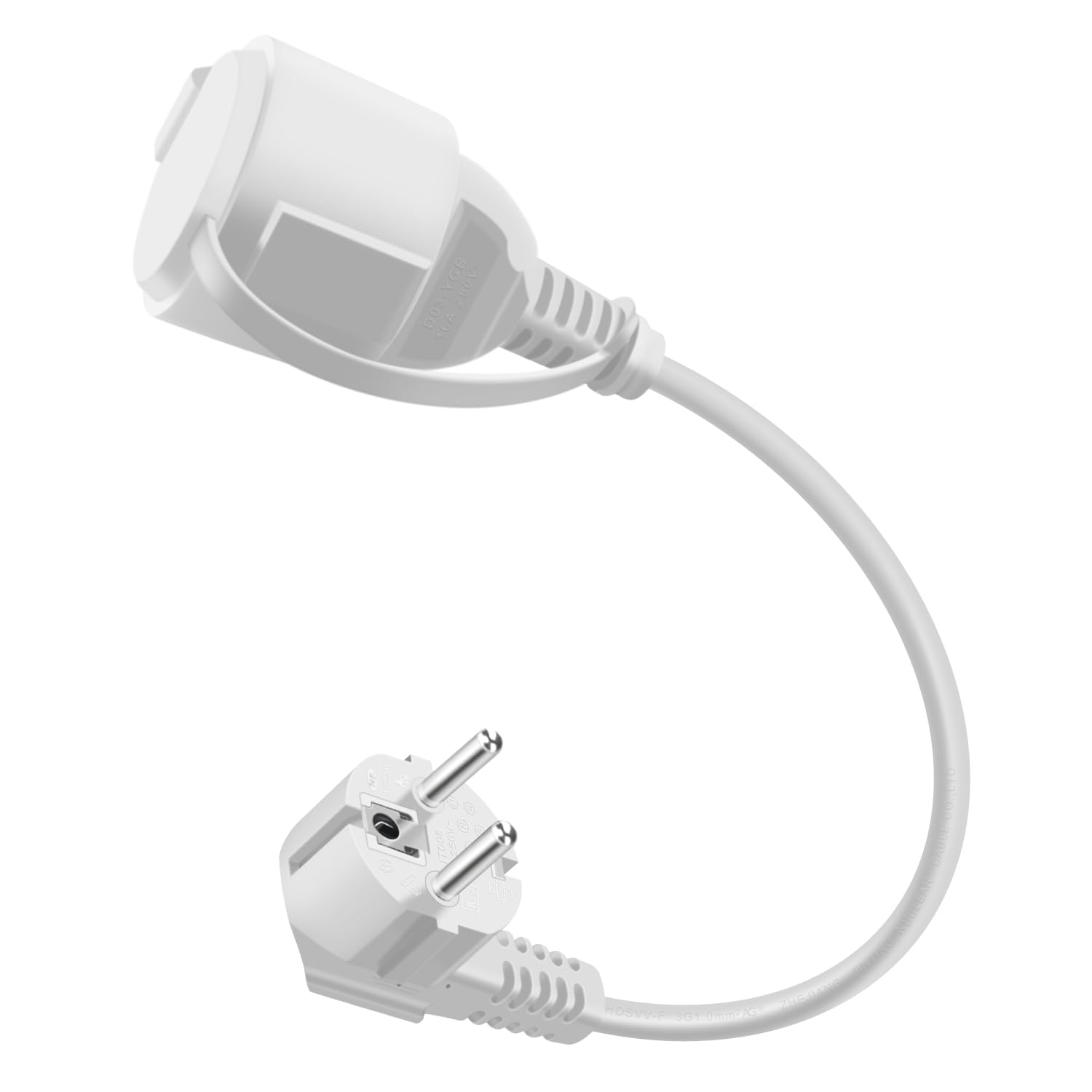 YINGAYOU Rallonge Schuko Cable Courte 16A 250V Câble D'extension Schuko Court Coudée 2 AC Prise IP44 pour Utilisation Extérieure ou Intérieure (Vert, 2 m