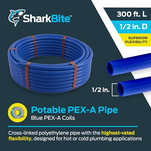 Image of SharkBite 1 /2 Inch x 300 Feet Blue PEX-A, Made in the USA, Flexible Water Pipe Tubing for Plumbing, UA60B300