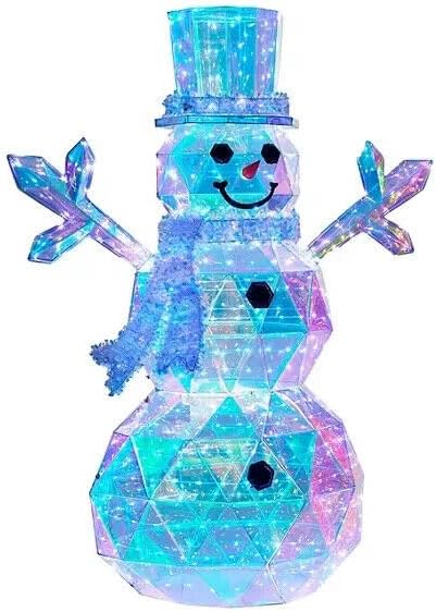 เต็มอิ่ม view of the prismatic snowman, showing its overall shape and the distribution of lights, useful for understanding its dimensions.