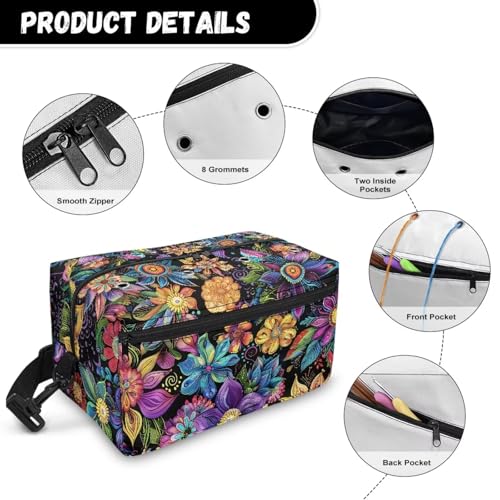 Image of Drnuikhe Hibiscus Flower Crochet Bag Knitting Bag for Yarn Storage Portable Yarn Storage Bag for Beginners Crochet Lovers, Traveling Crochet Yarn Bag for Carrying All Knitting & Crochet Supplies