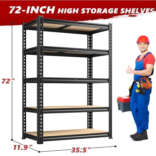 Reibii 2020Lbs Storage Shelves 5 Tier Garage Shelving Heavy Duty Adjustable Garage Shelves, Utility Rack Shelf thumb #2
