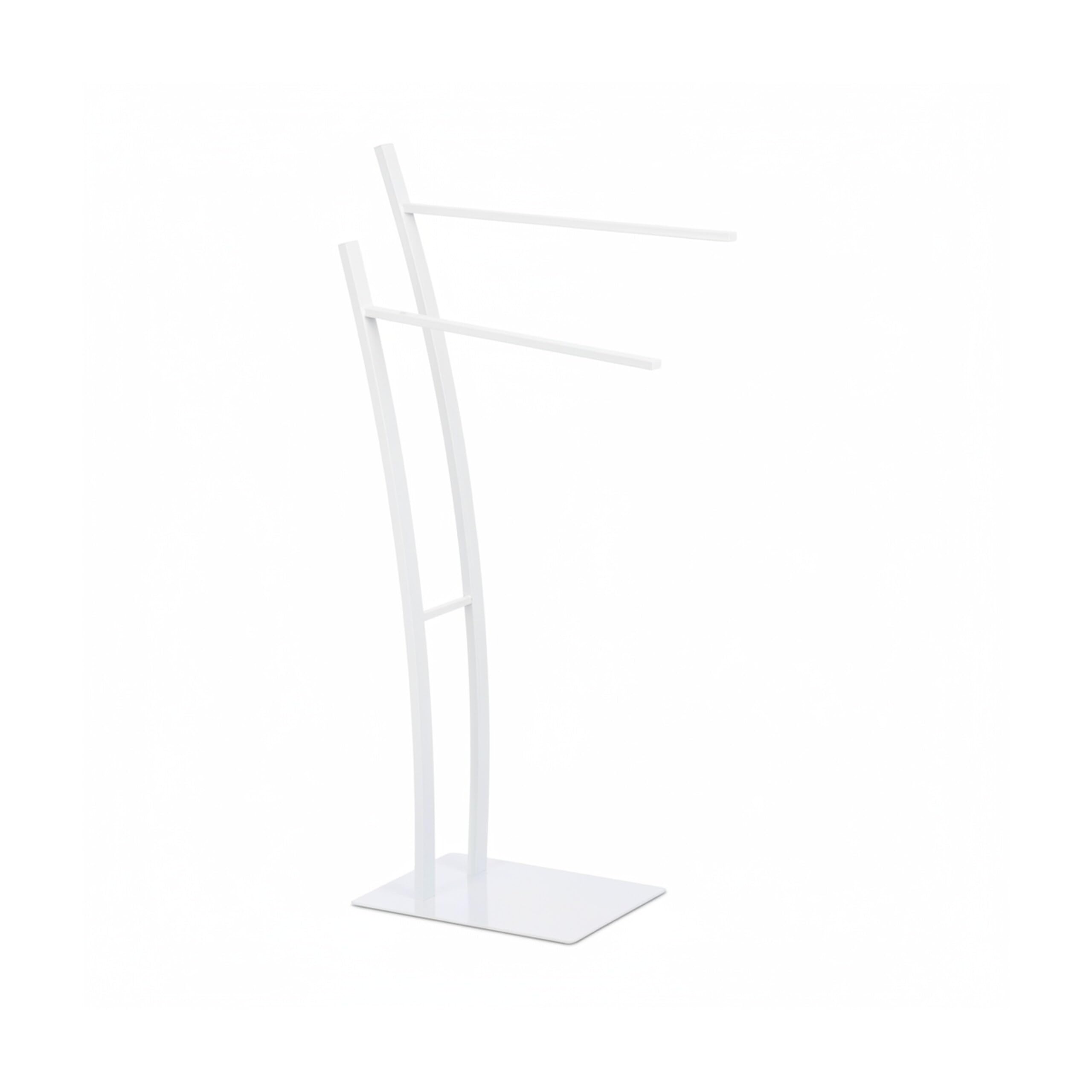 Relaxdays Portasciugamani da Terra, a 2 Bracci, Portasalviette, Piantana da Bagno e Cucina, HxLxP: 88x43x24 cm, Bianco