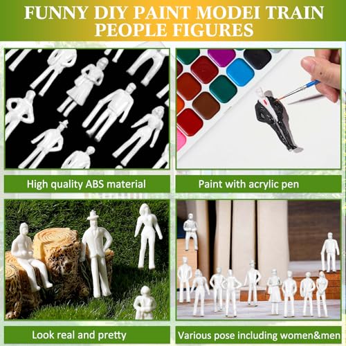 Image of Namalu 100 Pcs White Unpainted Model People Figures 1: 75 Scale Model Trains Miniature Character Models Standing Little People Figures for Architectural Project Miniature Scenes DIY Mini Making