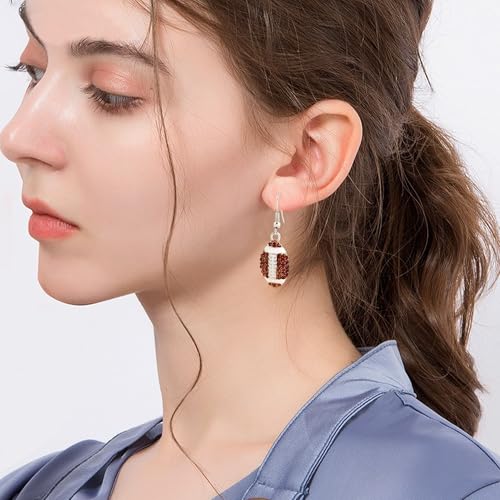 Alloy Rhinestone Football Rugby Earrings for Women Party Jewelry Dangle Drop Stud Earrings Sparkling Sports Fan Game Day Accessories3