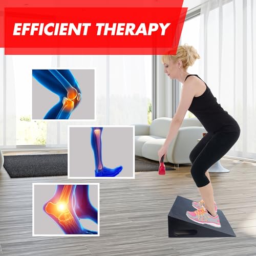 Image of EVERYMATE Slant Board Calf Stretcher, Non-Slip Heel Elevated Squat Wedge Block for Weightlifting and Calf Stretching, Knees Over Toes Equipment 1000LB