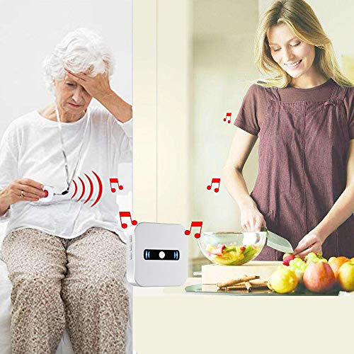 Caregiver Pagers Wireless Emergency Panic Call Button for Elderly Senior Patient Personal Alert Alarm Nurse Elderly Aids for Living Home Alert System 2 Portable Receiver+3 Necklace Call Buttons