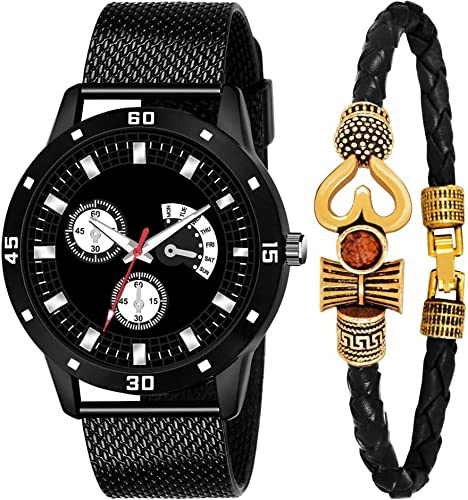 Goldenize fashion Mahadev Dial and Mahadev Brass Leathers Strap Bracelet Combo Watch for Boy (B09NKPL9QK) Amazon Price History, Amazon Price Tracker