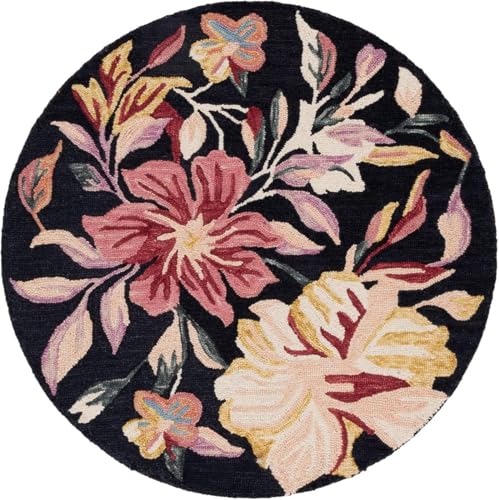 Image of Sifa Carpet Traditional Floral Round Area Rug - Hand-Tufted New Zealand Wool Circular Carpet for Dining Room & Bedroom Weight -6 Pund, Size-3x3 Feet (36x36 Inch Round)