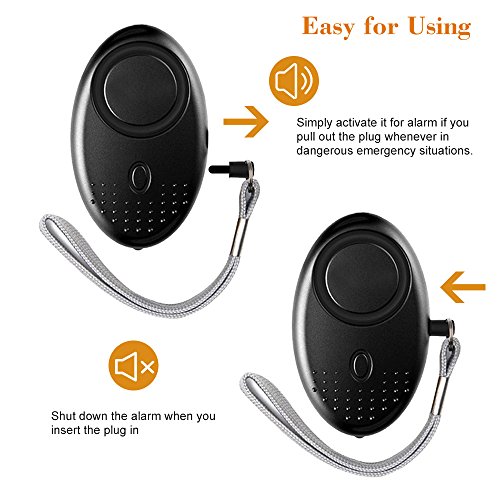 KKmoon Alarme pessoal 120-130dB Som de Emergência Auto-Defesa Alarme de Segurança Chaveiro Lanterna
