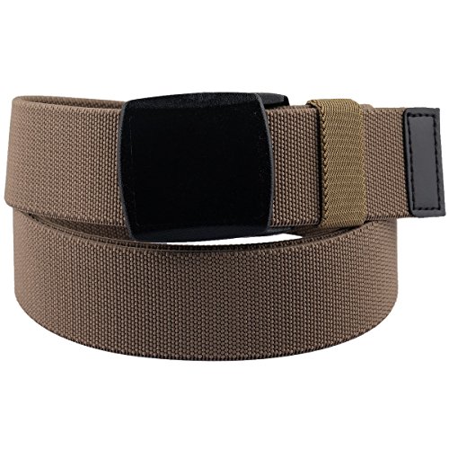Sportmusies Elastic Belts for Men, Military Style Stretch Webbing Tactical Duty Belt (Khaki,Plastic Buckle)2