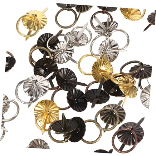 Abaodam 40個 ?古丸型メタルミニ引き出し取っ手 用アンティーク風家具用プルリングノブ 素材 握りやすい設計 家具補修に