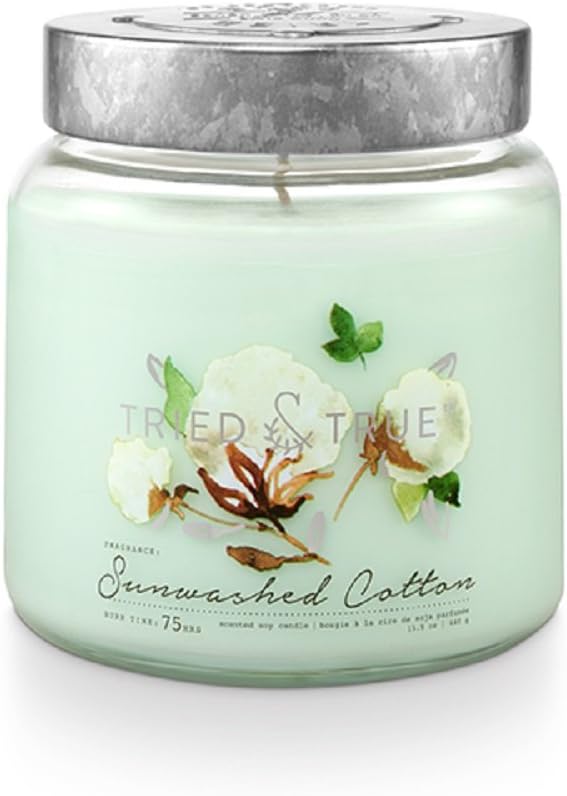 Sunwashed Cotton Scented Soy Candle in Glass Jar