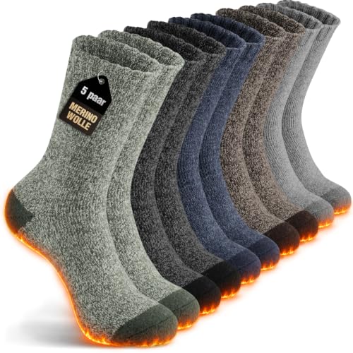 SockWaddles Chaussettes Thermiques Homme, 5 Paires Chaudes | Douces et chaudes, avec intérieur épais en bouclette ; chaussettes hiver homme pour travail, promenades et quotidien