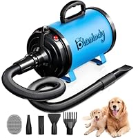 Blanlody Hond Föhn Blaster 3800W/5.2HP Pet Grooming Föhn Geluidsarme Temperatuur Verwarmer met 4 Verschillende Nozzles en Pet Grooming Borstel
