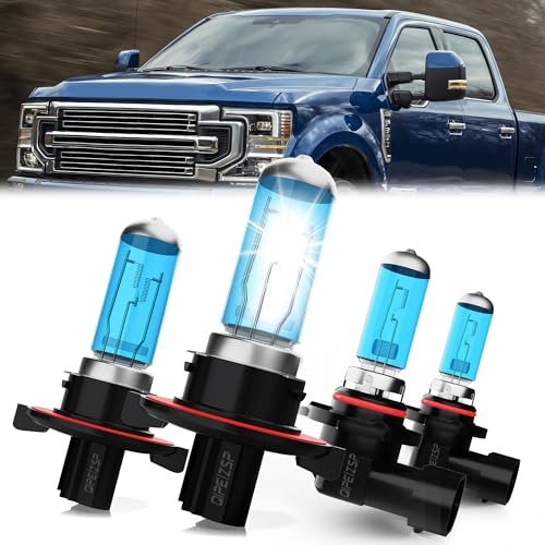 QIPEIZSP compatible with Ford F250 F-350 F-450 F-550 Super Duty 2005-2022 halogen Headlight Bulbs, H13/9008 High Low Beam Headlights + 9145 Fog Lights, 4 pcs