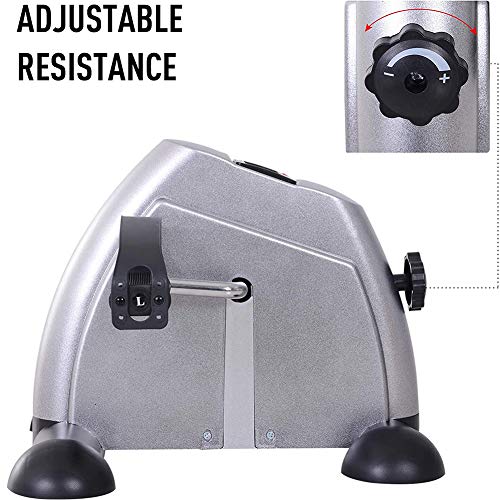 CGgJT-Portable-Pedal-Exerciser-Arm-Leg-Cycle-Gym-Mini-Exercise-Bike-Digital-Under-Desk-Bike-Foot-Cycle-Arm-Leg-Pedal-Machine-with-LCD-Screen-Display-Adjustable-Resistance-Silver