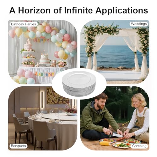 Juego de 50 Platos Redondos Decorativos Reutilizables 12.99 in miniatura 5