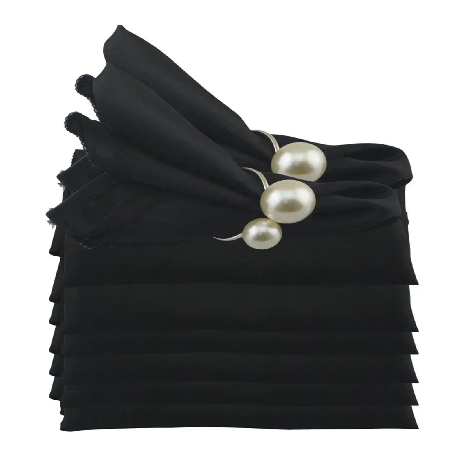 Satin Dinner Napkins 24pcs Shiny Satin Wedding Table Napkins 19"x19" Birthday Party Cloth Napkin Restaurant Coffee/Tea Towels(Black)