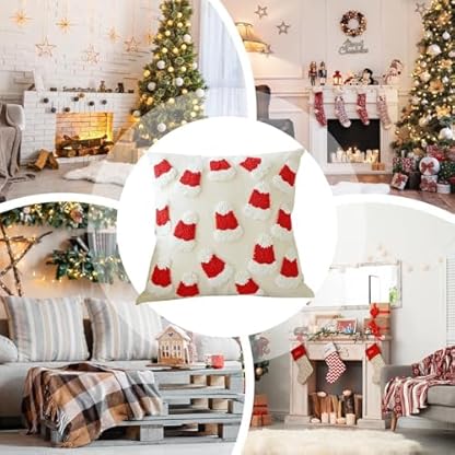 Buhygn Bestickte Weihnachts-Kissenbezüge, weiß, weich, dekorative Kissenbezüge, gemütliche Dekokissen für Sofa und Couch, multifunktionaler Kissenbezug für Schlafzimmer und Wohnzimmer, elegante – Bild 5