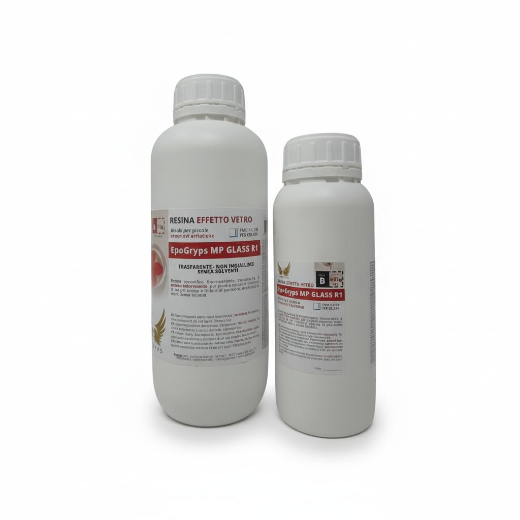 BYGRYPS EpoGryps MP GLASS R1 1,5 kg Epoxidharz A+B, transparent, Glaseffekt, schnelle Härtung, vergilbungsfrei, für Möbelbeschichtungen, River Table bis 2 cm