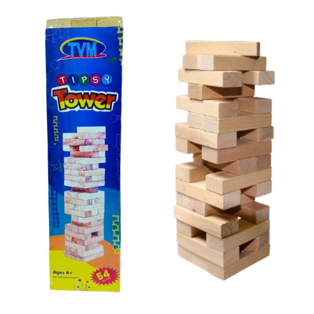 DreamAds Wooden Tipsy Tower for Kids and Adults (54 Pieces) I Wood Block Stacking Game I Tumbling Tower Games I Challenging New Game for Children I Tipsy Tower Game I Wooden Game for Kids (B0CGRDKZT9) Amazon Price History, Amazon Price Tracker
