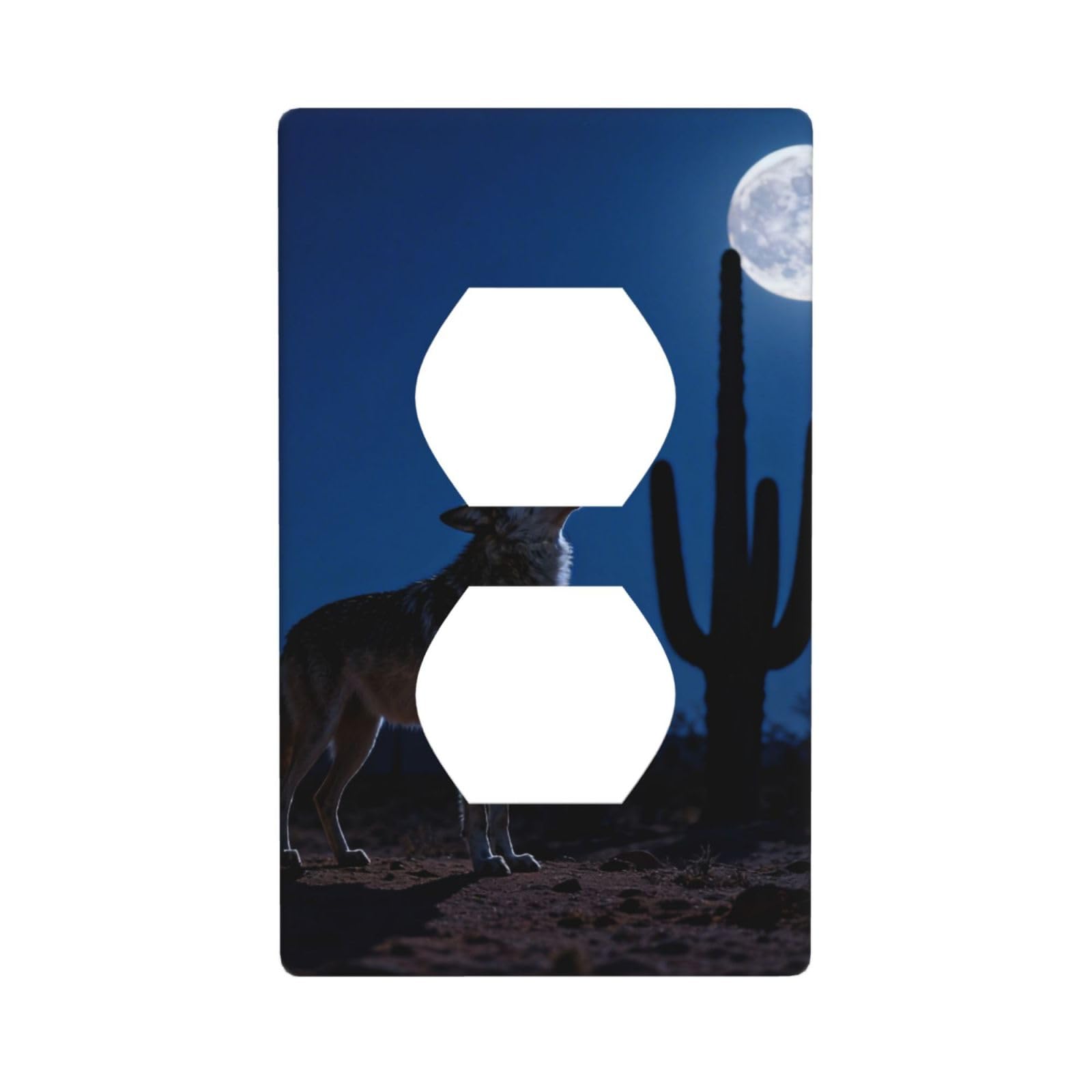 Coyote Howl Moon Decorative Switch Plate Cover-Unbreakable Polycarbonate Wall Plate for Home Office, 1 Gang with Screws