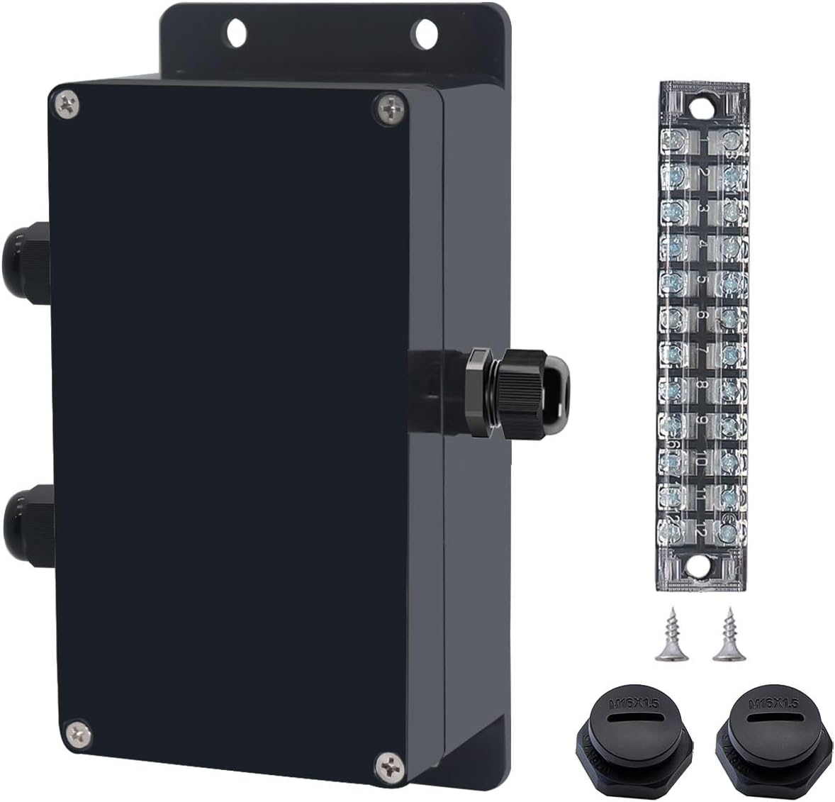 Project BoxI P67 Outdoor Waterproof box Electronic Junction Box with 15A 600V 12P Barrier Terminal 1IN/2Out Electrical Boxes 6.2x3.5x2.4 inch