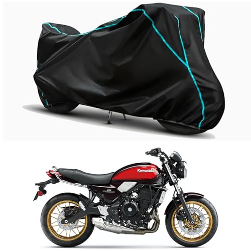 Image of Waterproof Bike Body Cover Compatible for | KawasaZ650RS BS6 | Taffeta Fabric, Sky Piping Design, Bottom Elastic Fit | Dustproof, Sun UV & Rain Protection for All Weather.