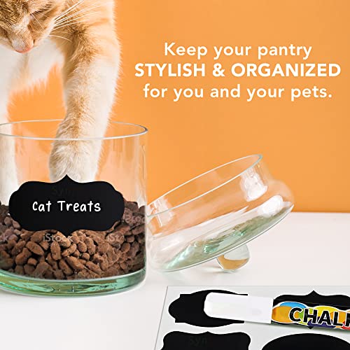 Synra 96 Pack Chalk Label, For Marking Kids, Dog, Cat, Ferret Treats, Bottles & Kitchen Food Containers, Includes Writing Pen #TOP4