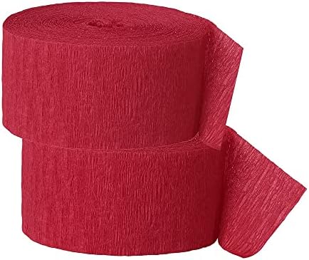 Crepe Paper Streamer, 81 Feet - Party Supplies for Parties, Baby Shower, Bridal Shower, Multi Colors (2 Piece) (RED)