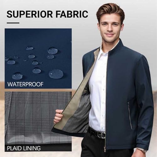 Aviation Men's Standing Collar Zipper Casual Jacket, Spring Business Casual Jacket Men Windbreaker Coat with Pocket3