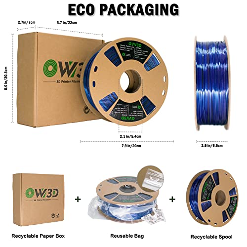 Image of 3D Printer Filament, PLA Filament 1.75mm, Silk Black Blue Color Changing, Silk PLA Filament, 3D Printing Filament 1.75 + /-0.02mm, 1kg