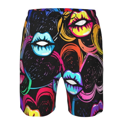 AMRANDOM Men Swim Trunks Drawstring Elastic Waist Quick Dry Beach Shorts with Pockets4