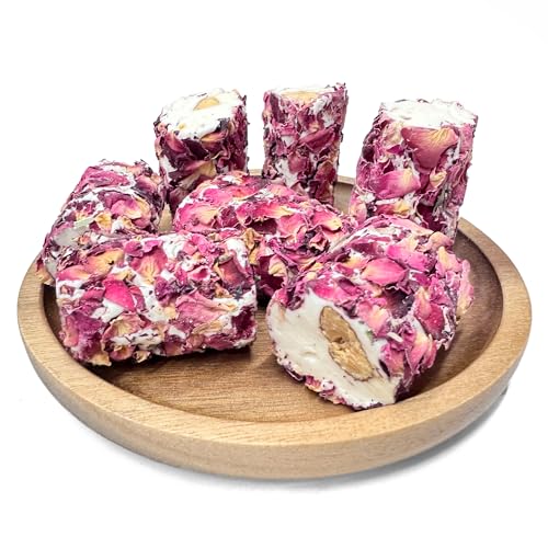 Image of NY Spice Shop Nougat Araysseh with Rose Flakes - 1 Pound Middle Eastern Floral Pistachios Nougat
