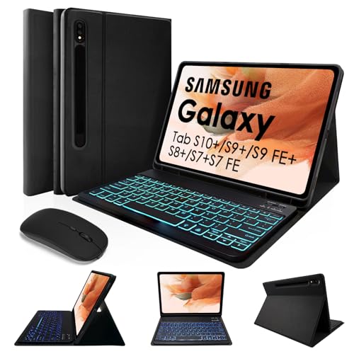 Teclado Bluetooth LAMA con ratón para Samsung Galaxy Tab S10 S9 S8 S7 Plus 12.4 de 7 colores
