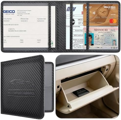 Amazon.com: Miunice Car Registration and Insurance Holder, Carbon Fiber ...