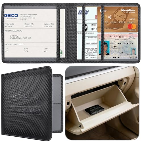 Miunice Car Registration and Insurance Holder, Premium Pu Leather Vehicle