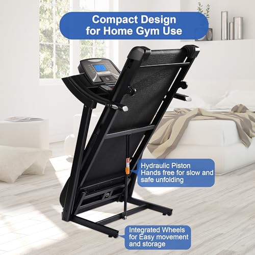 Image of Treadmills for Home, Treadmill with 0-15% Auto, 4.0HP Folding Electric Treadmil, 20 inch Wide Running Machine with Bluetooth Speaker & Pulse Monitor, 350 LBS Weight Capacity