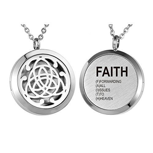 HooAMI Aromatherapy Essential Oil Diffuser Necklace - Faith Celtic Knot Locket Pendant