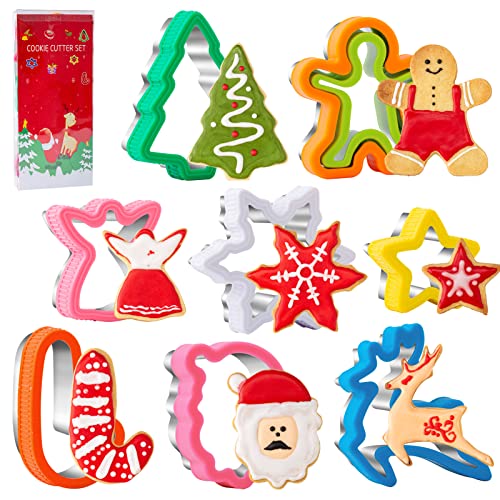 Cortador De Galletas De Navidad, Juego De 8 Cortadores De Galletas, Copos De Nieve, árboles De Navidad, Muñecos De Nieve, Sombreros, Calcetines