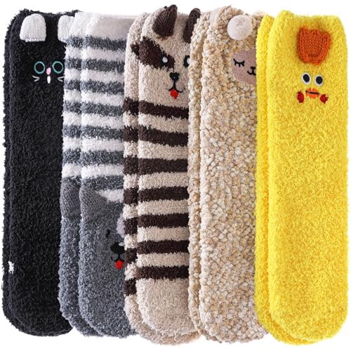 DYW Fuzzy Socks for Women Soft Cozy Fluffy Winter Warm ...