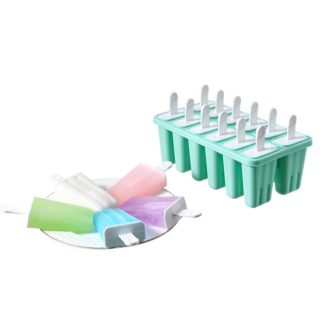 Molde de silicona for paletas 12 cavidades, moldes for helado, for el hogar, molde for hielo enrejado(Green)