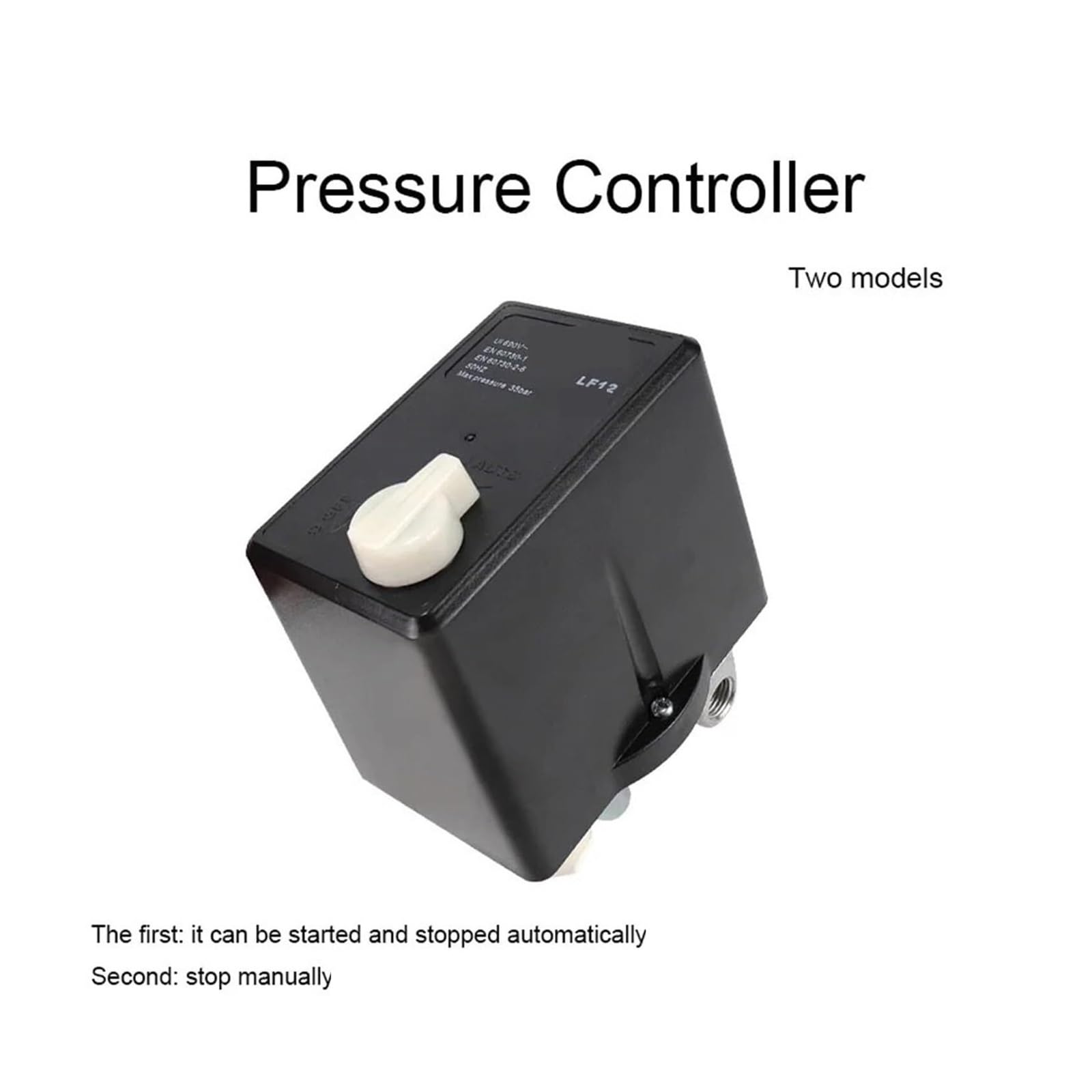 Regulador de presión, Interruptor De Presión, 380V 90-120 Psi, Perilla Encendido/apagado Manual, Controlador Compresor Aire Con Relé Protección Térmica LF12,para pistola pulverizadora
