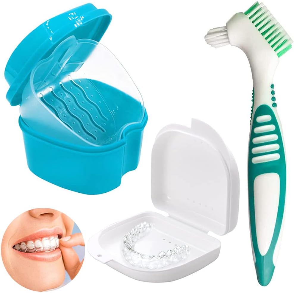 Denture Case Orthodontic,Denture Cleanning Set,Denture Box,with Braces