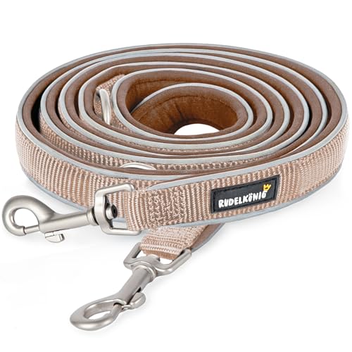 Rudelkönig Führleine Paola - 2,30m Länge - Verstellbare Hundeleine mittelgroße & große Hunde - Reflektierende Hunde Leine in Rose