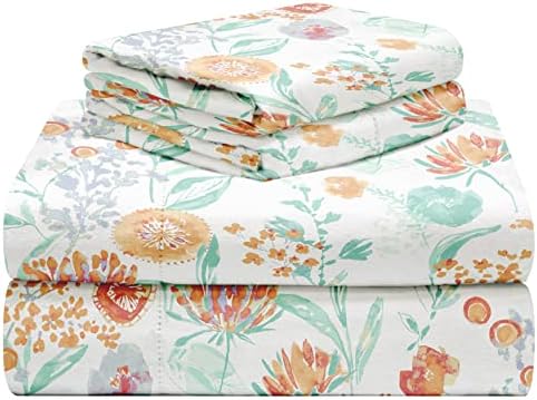 Celeste Home 190 GSM Full, Peach Blossom Sheet Set- Warm & Cozy - 100% Cotton Flannel Pre-Shrunk - Extra Soft - Deep Pockets - Easy Fit - Elastic All Around - Comfy - Double Brushed