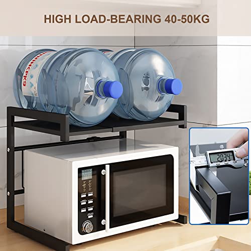 OURECO Microwave Oven Rack Kitchen Steel Microwave Oven Rack, Expandable Oven Shelf, 2-Tier Kitchen Counter Space Saver Shelf With 3 Hooks For Living Room Bathroom Bedroom 8 OURECO Microwave Oven Rack Kitchen Steel Microwave Oven Rack, Expandable Oven Shelf, 2-Tier Kitchen Counter Space Saver Shelf With 3 Hooks For Living Room Bathroom Bedroom